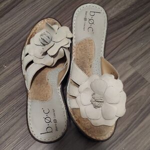 b.o.c. Women's Cream Sandals with Floral Accent